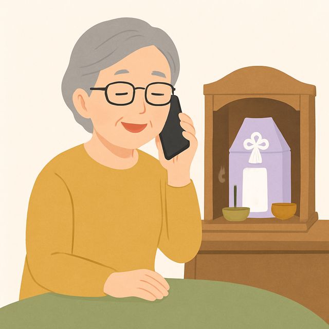 ご自宅のお骨について相談するイラスト