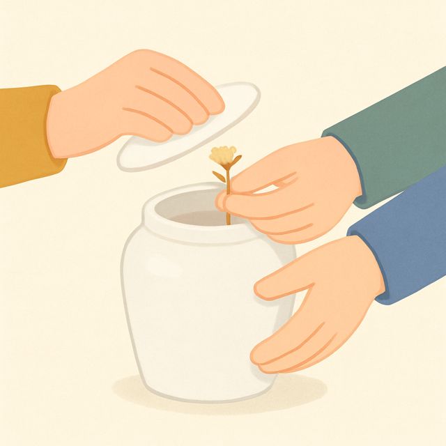 骨壺の中を確認のイラスト
