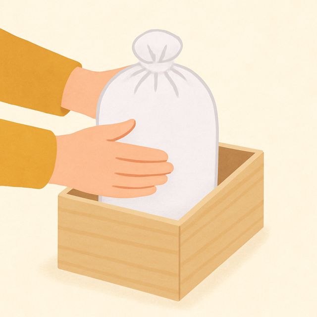 桐箱に納めるのイラスト