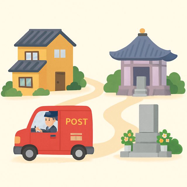 ご自宅からお寺へご遺骨を送るイラスト