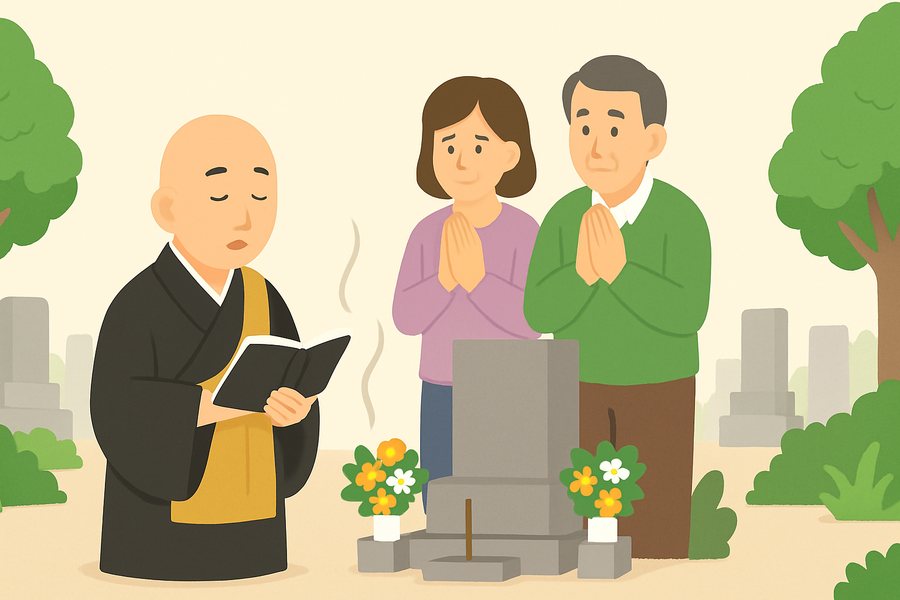 閉眼供養・ご遺骨の取り出しのイラスト