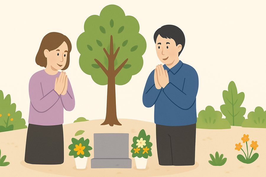 新しい供養先に納骨するのイラスト